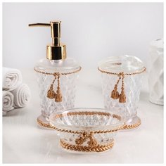 Набор для ванной "Кисточки" 3 предмета (мыльница, дозатор для мыла, стакан) 4697126 Сима ленд