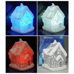 ДОМИК с ЕЛОЧКОЙ с LED - светодиодной подсветкой (RGB), 7х6,2х7 см, на батарейке, SNOWHOUSE GM3215-6