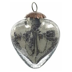 Елочное украшение РОЖДЕСТВЕНСКОЕ СЕРДЦЕ, серебряное, 7.5 см, Kaemingk 190201