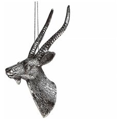 Елочное украшение ГОЛОВА АНТИЛОПЫ серебряная, 5х6.5х13 см, BILLIET 6244722