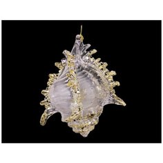 Елочное украшение ракушка, акрил, прозрачно-матовая с золотом, 10 см, Forest Market 180106
