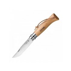 Нож Opinel "№8", нержавеющая сталь, рукоять из бука, с кожаным темляком