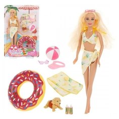 Игр. наб. Defa Lucy "Пляжный отдых", в компл. кукла 29см, предм. 8шт., блистер