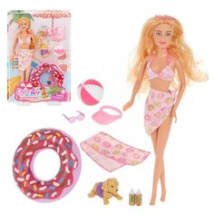 Игр. наб. Defa Lucy "Пляжный отдых", в компл. кукла 29см, предм. 8шт., блистер