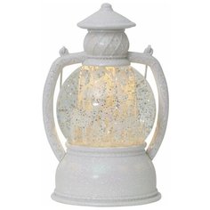 Фонарик ЗИМНИЙ ЛЕС белый, тёплая белая LED подсветка, генерация вьюги, таймер, 13х20 см, STAR trading 991-03