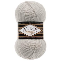 Пряжа ALIZE Superlana klasik (однотонная) 100гр. 280м. (75% акрил, 25%шерсть) ТУ (208 светло-серый меланж) 5 шт