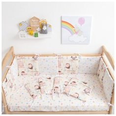 Бортик в кроватку Крошка Я "Совы", из подушечек, (32*32 см, 12 штук), бязь, синтепон