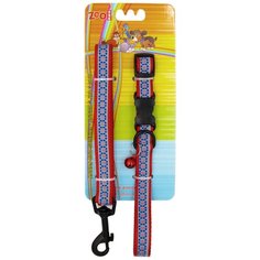 Комплект: ошейник светоотражающий (15 мм x 40 см) с поводком (120 см), цвет: красный Zoo One