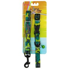 Комплект ошейник (15 мм x 40 см) с поводком (120 см) "Модерн", цвет: зелёный Zoo One