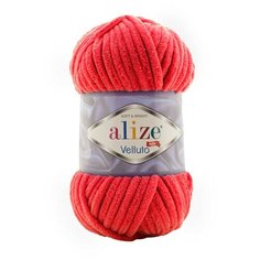 Пряжа для вязания Ализе Velluto (100% микрополиэстер) 5х100г/68м цв.056 красный Alize