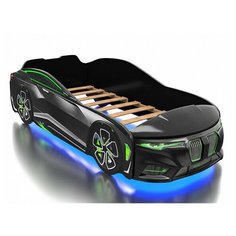 Кровать Romack Boxter черная 160*80 +подсветка дна и фар +объемный капот