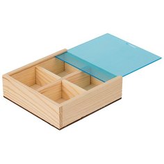Заготовка для декорирования Mr. Carving "Органайзер №1", с крышкой, 14,1х14,1х4 см, 4 ячейки, арт. ВД-733
