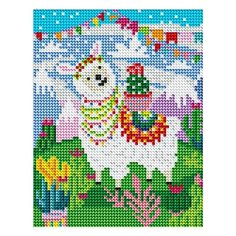 Алмазная мозаика блестящая "Лама с кактусом", 17х22 см (с подрамником, с полным заполнением) Рыжий кот