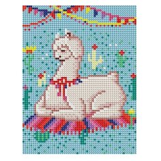 Алмазная мозаика, классическая "Праздничная лама", 17х22 см (с подрамником, с полным заполнением) Рыжий кот