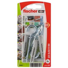 Дюбель универсальный UX 8X50 + крюк полукольцо (блистер 4 шт.) Fischer