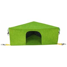 Гамак для хорьков и мелких грызунов Доброзверики, Угловой домик №1, зеленый-серый, 24х24х14 см. Пелигрин