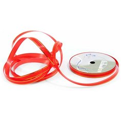 Лента упаковочная Veld co 44933 (12 мм х 45м) с золотой полоской, красная