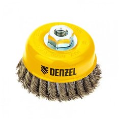 Щетка для УШМ, 100 мм, "Чашка", крученая нержавеющая проволока 0,5 мм, М14// Denzel