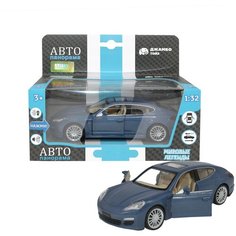 Машинка металлическая инерционная Автопанорама 1:32 Porsche Panamera S, синий, открываются передние двери, багажник, свет, звук, резиновые колеса