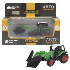 Машинка металлическая инерционная Автопанорама ТРАКТОР, зеленый,подвижные элементы, с отвалом