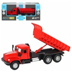 Машинка детская, металлическая, инерционная, Автопанорама, коллекционная, 1:32 "Грузовик",красный,откидывается кузов, открывающиеся двери