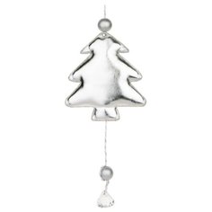 Елочное украшение из полиуретана "Блестящая серебристая елочка с подвесом", 8*1,5*28см, 304474 Феникс Present