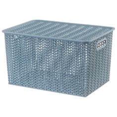 Корзина "Вязь", 14 л, с крышкой (голубая норка) Violet