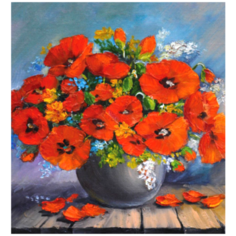 Алмазная мозаика вышивка Mazari натюрморт "Букет маков в вазе" 30х30 см холст