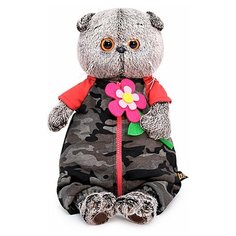 Мягкая игрушка Basik&Co Кот Басик в камуфляжном комбинезоне 30 см
