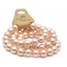 Бусины жемчуг, на нитях "Tesoro", 16 мм, цвет: бежевый (50 штук)