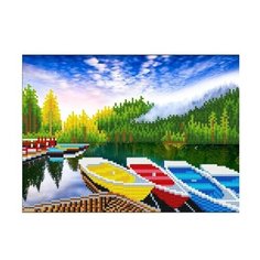 Алмазная мозаика "Яркие лодочки" (18 цветов) Рыжий кот