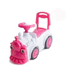 Каталка-машинка "Паравозик", с ручкой, цвет: бело-розовый RT