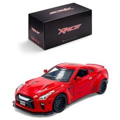 Детская инерционная металлическая машинка, Serinity Toys, с открывающимися дверями, модель Nissan GT-R, со светом и звуком, красный