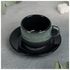 Кофейная пара: чашка 80 мл с блюдцем 6 см, h 4,7 см "Verde notte" 4733428 Хорекс
