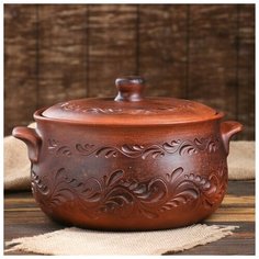 Горшок духовой 4,5л декор 508594 Красная глина