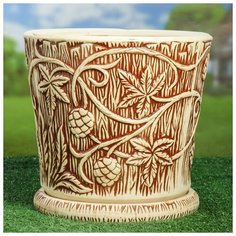 Цветочный горшок 18л "Хмель" шамот, 2767741 Керамика ручной работы