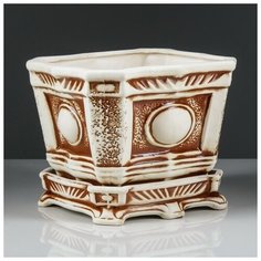 Цветочный горшок 6л "Квадрат", шамот, 14203 Керамика ручной работы