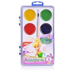 LORI Акварельные краски Феи Disney с кистью (Акд-003/01), 8 цв.