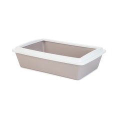 Туалет для кошек "Beeztees", с бортиком, цвет: светло-розовый, 50x35x12 см