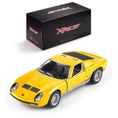 Детская инерционная металлическая машинка Serinity Toys с открывающимися дверями, модель 1971 Lamborghini Miura P400 SV, желтый