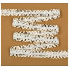 Тесьма вязаная 6994 шир.18мм цв.127 белый со льном уп.25м Ideal