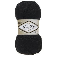 Пряжа Alize "Sal simli", 460 метров, 5 мотков по 100 грамм, цвет: 060 черный