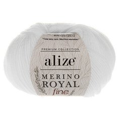 Пряжа Alize "Merino Royal Fine", 175 метров, 10 мотков по 50 грамм, цвет: 055 белый