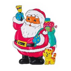 Панно SNOWMEN Дед Мороз с кошкой, 45*34 см