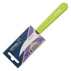 Нож для чистки овощей Opinel №114, деревянная рукоять, нержавеющая сталь, зеленый, блистер, 001925