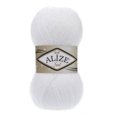 Пряжа Alize "Sal simli", 460 метров, 5 мотков по 100 грамм, цвет: 55 белый