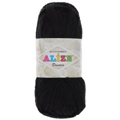 Пряжа Alize "Dantela", цвет: 60 черный, 24 м, 100 грамм (5 мотков)