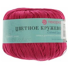 Пряжа Пехорка "Цветное кружево", 475 метров, 4 мотка по 50 грамм, цвет: 49 фуксия (количество товаров в комплекте: 4)