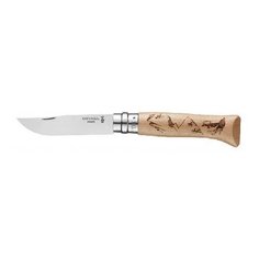 Нож Opinel №8 Alpine adventures, нержавеющая сталь, рукоять дуб, гравировка пеший туризм