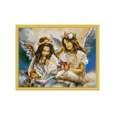 Алмазная мозаика "Два ангела", 40x50 см (с подрамником, с полным заполнением) Рыжий кот